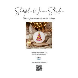 Pink Retro Christmas Tree Merry Christmas‎ Counted Cross Stitch Kit